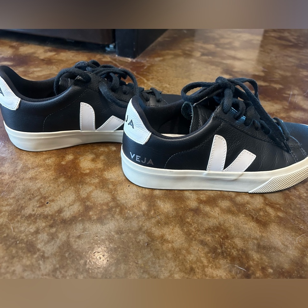 Veja Black and White Sneakers size listed is Euro 36. Women’s 5.5. I wear a 6.5